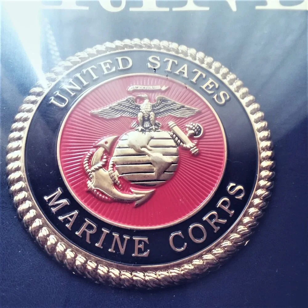 MARINES Scrapbook Photo Album UNITED STATES 12x12 Bonded Leather Die Cast Metal